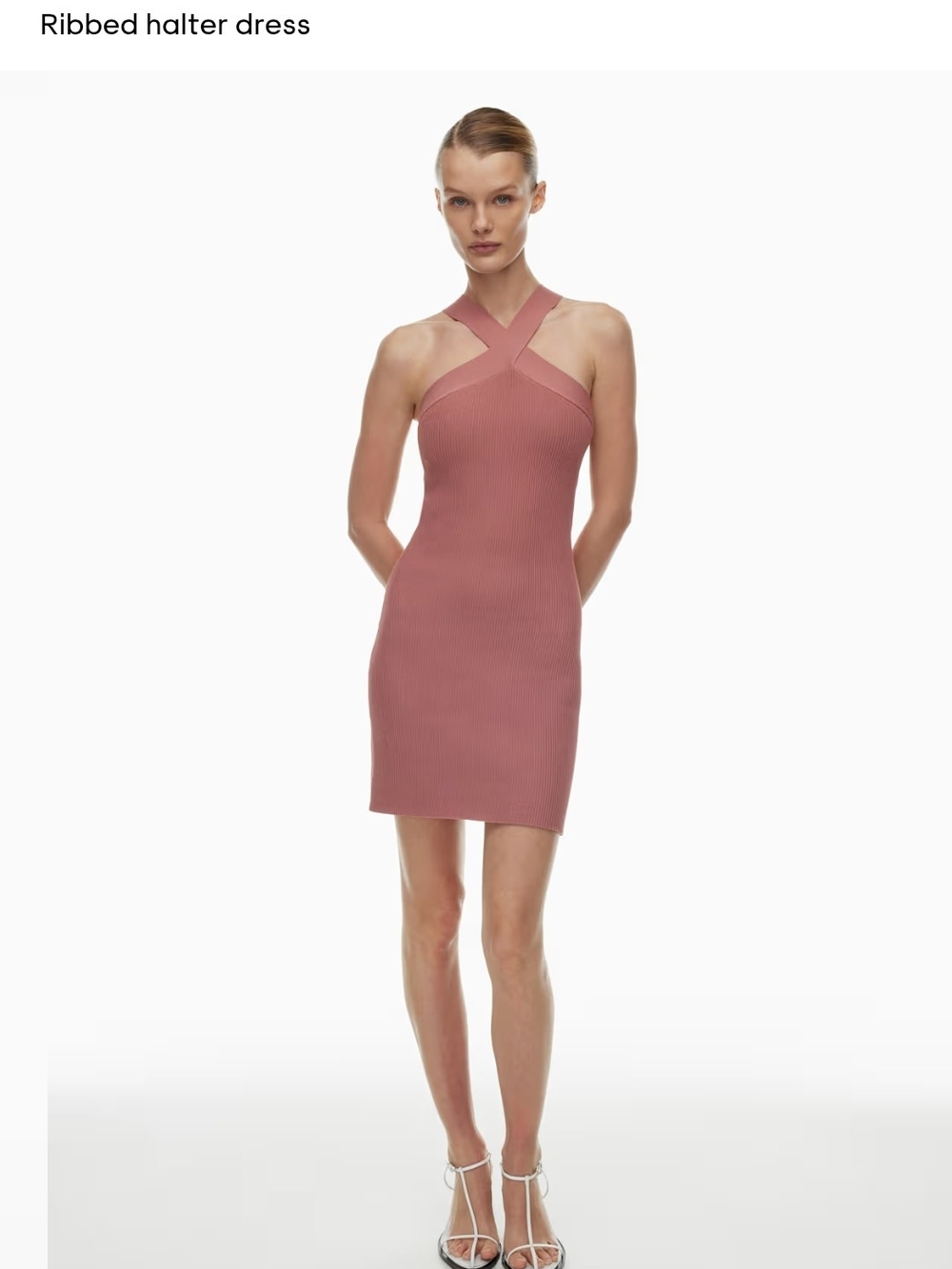 Ribbed Halter Dress in Dusty Rose